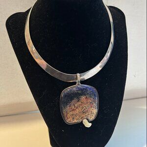 Vintage Mary Schimpff Sterling Silver Choker Necklace With A F